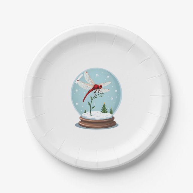 Snow Globe Dragonfly Pappteller (Vorderseite)