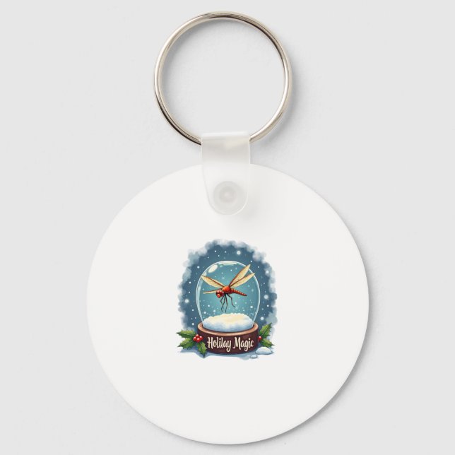 Snow Globe Dragonfly Schlüsselanhänger (Vorderseite)