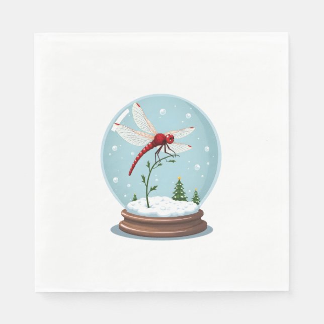 Snow Globe Dragonfly Serviette (Vorderseite)