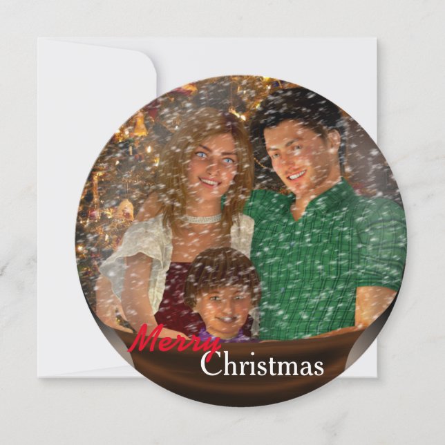 Snow Globe Familie Weihnachten Gruß (Vorderseite)
