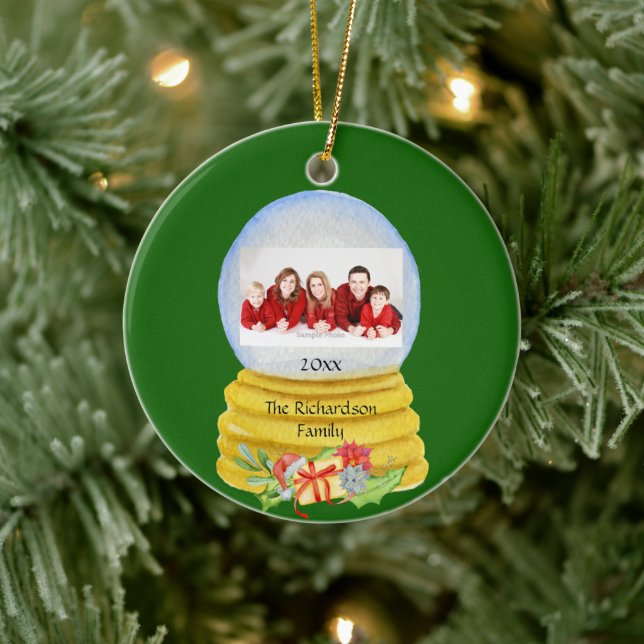 Snow Globe Foto Personalisierte Keramik Ornament (Baum)