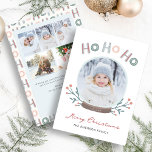 Snow Globe Foto Weihnachtskarte Feiertagskarte<br><div class="desc">Genießen Sie Ihre Lieben mit einer niedlichen Weihnachtskarte "Ho Ho Ho" und der Snow Globe Weihnachtskarte. Mit einer festlichen Illustration, einer charmanten Schneekugel und Platz für ein Foto auf der Vorderseite und einer Collage von fünf Fotos auf der Rückseite bietet diese Karte eine einzigartige und persönliche Touch. Fügen Sie eine...</div>