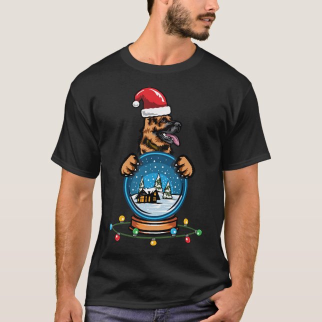 Snow Globe German Shepherd T-Shirt (Vorderseite)