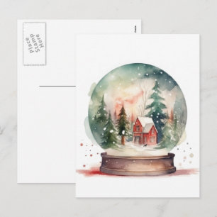Snow Globe Glass Ball Winter Wunderland Weihnachte Feiertagspostkarte