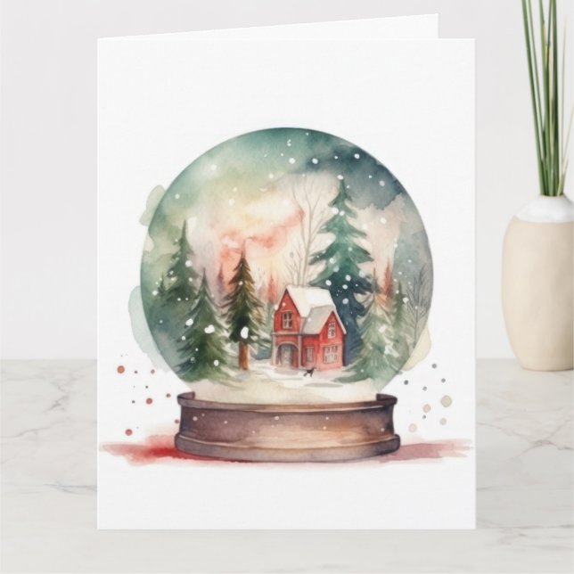 Snow Globe Glass Ball Winter Wunderland Weihnachte Karte (Vorderseite)