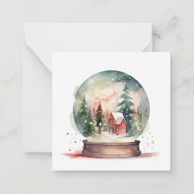 Snow Globe Glass Ball Winter Wunderland Weihnachte Mitteilungskarte (Vorderseite)