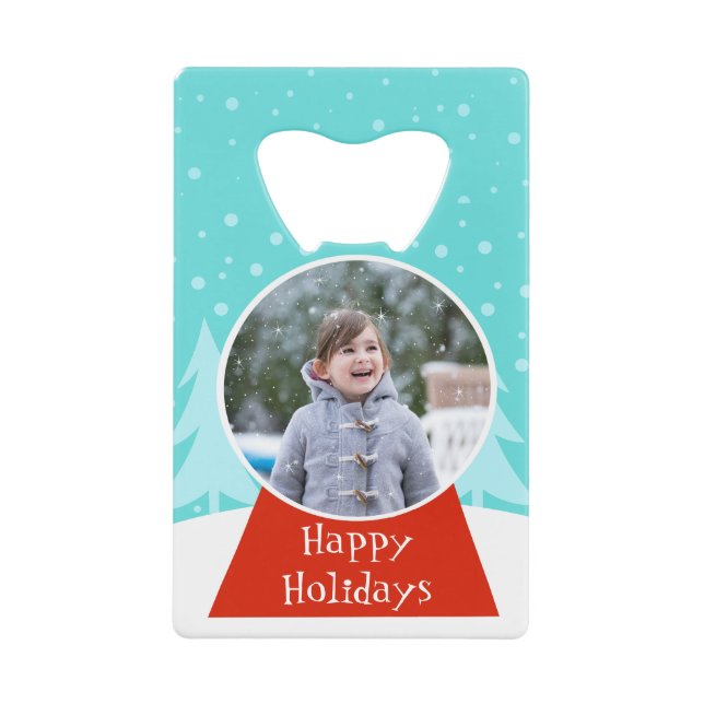 Snow Globe Holiday Foto Flasche Opener Kreditkarten Flaschenöffner (Vorderseite)