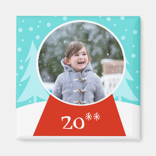 Snow Globe Holiday Foto Magnet
