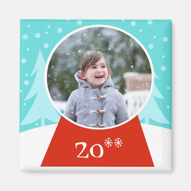 Snow Globe Holiday Foto Magnet (Vorne)