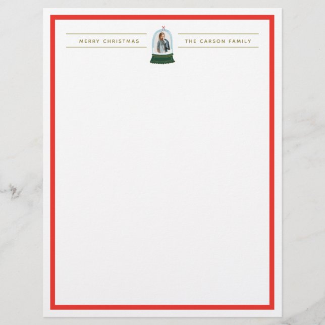 Snow Globe Illustration Holiday Foto Stationery Briefbogen (Vorderseite)
