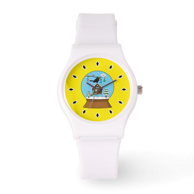 Snow Globe mit Blackbird singen Armbanduhr (Vorderseite)