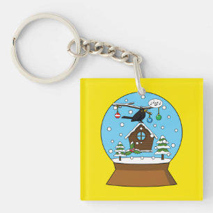 Snow Globe mit Blackbird singen Schlüsselanhänger