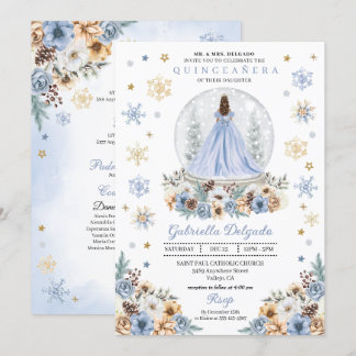 Snow Globe Princess Winter Wonderland Quinceañera Einladung