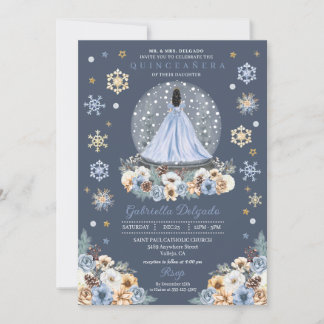 Snow Globe Princess Winter Wonderland Quinceañera Einladung