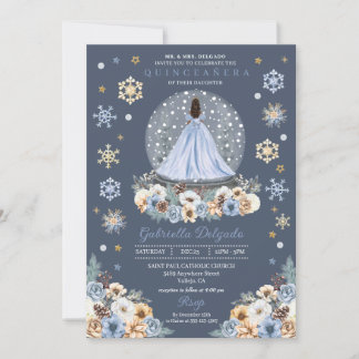 Snow Globe Princess Winter Wonderland Quinceañera Einladung