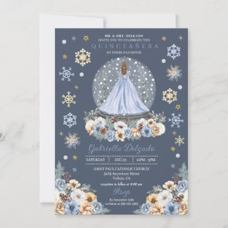Snow Globe Princess Winter Wonderland Quinceañera Einladung