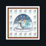 Snow Globe Snowman Merry Christmas Napkins Serviette<br><div class="desc">Snowman Thema Weihnachten Servietten.</div>