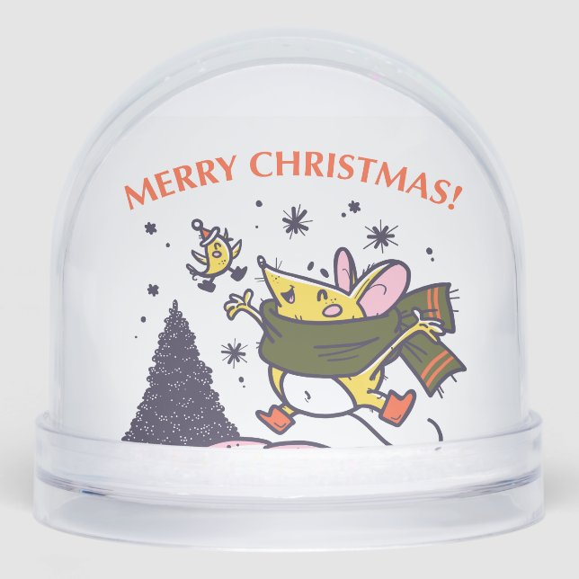 Snow Globe Vintag Frohe Weihnachtsmäuse Schneekugeln (Vorderseite)