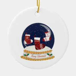 Snow Globe Weihnachts-Strümpfe Keramik Ornament