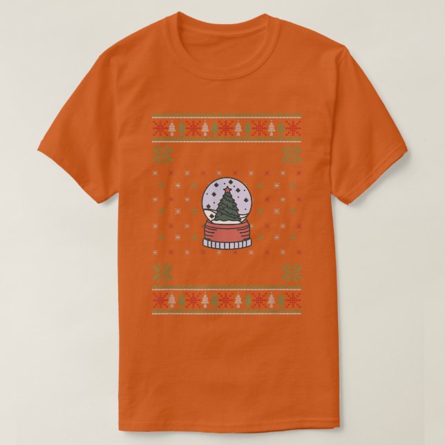 Snow Globe Weihnachtsbaum Ugly Weihnachten T-Shirt (Design vorne)