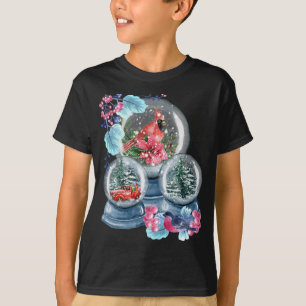 Snow Globe Winterschnee Roter Kardinal Bird Snowgl T-Shirt