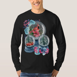 Snow Globe Winterschnee Roter Kardinal Bird Snowgl T-Shirt