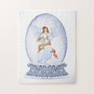 Snow globe with angel illustration