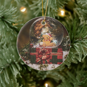 Snow globe with cute Bear Keramik Ornament