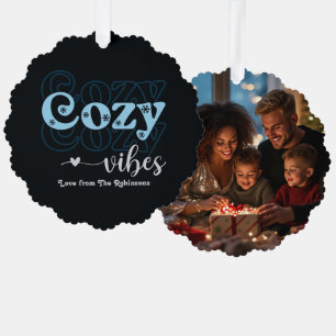 Snow Glow Cosy Vibes Retro Weihnachts-Foto Ornament Karte