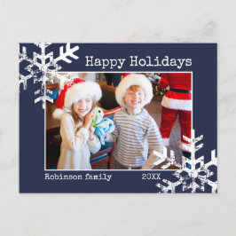 Snow Happy Holiday Foto Weihnachten Navy Blue