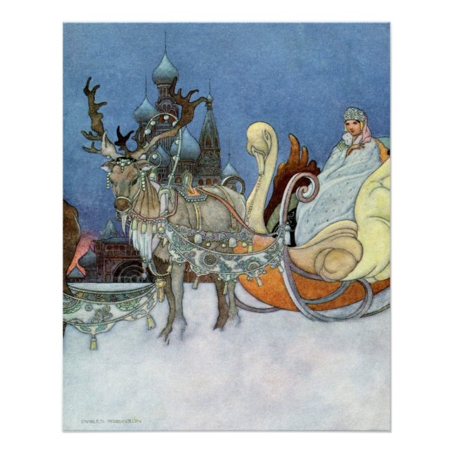 Snow Ice Queen Russian Princess Rentier Poster (Vorderseite)