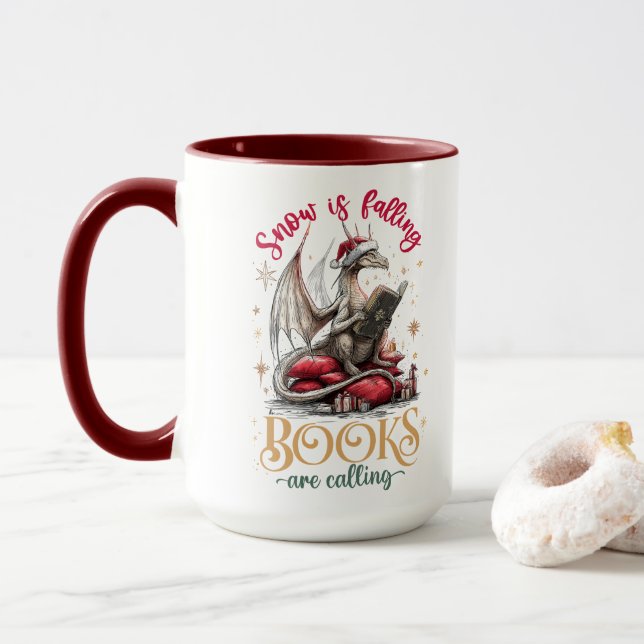 Snow Is Falling, Books Are Calling  Tasse (Mit Donut)