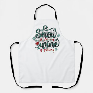 Snow is Falling Wine is Calling Christmas Apron Schürze