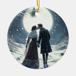 Snow Kiss Couple Weihnachts-Keramik Ornament