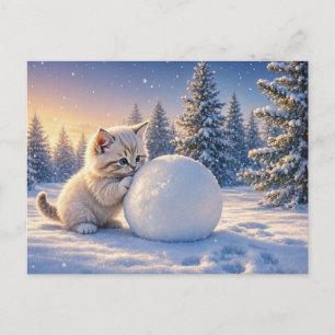 Snow Kitty Holidays • Süße Winterkatze Weihnachten Postkarte