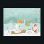 Snow Landscape Scene Bears and Snowman Christmas Postkarte<br><div class="desc">An enchanting scene of cute animals including bears,  birds,  bunnies,  hedgehog and snowman as the snow falls in the pretty forest landscape. Easily personalised with your own greetings and names. I created the artwork using elemente drawn by the fabulous artist Lisa Glanz,  whose work i absolutely love!</div>