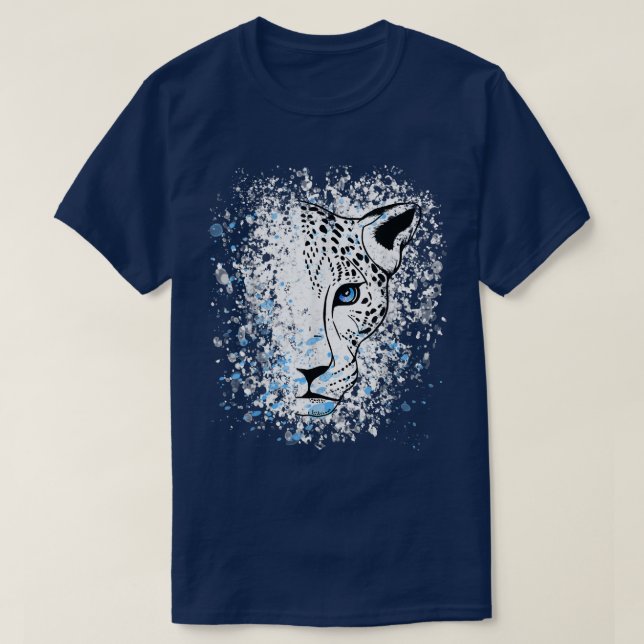 Snow Leopard Blue Eyes Leopard Cool T-Shirt (Design vorne)