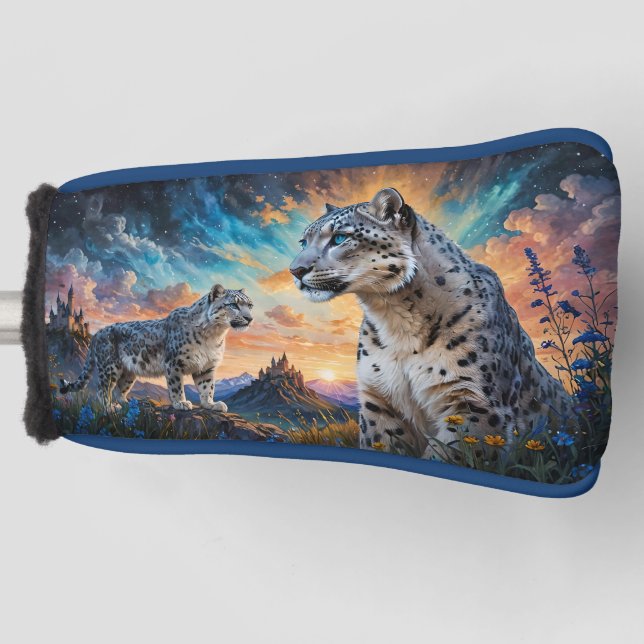 Snow Leopard Burg Sonnenaufgang Golf Headcover (Vorderseite)