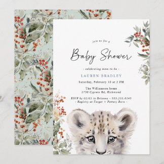 Snow Leopard Cub | Niedliche arktische Winterkindu Einladung