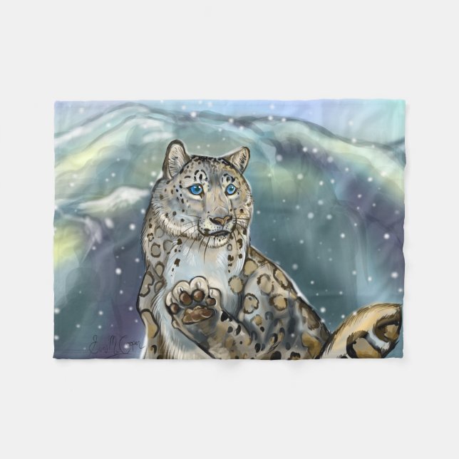 Snow Leopard Fleecedecke (Vorderseite (Horizontal))