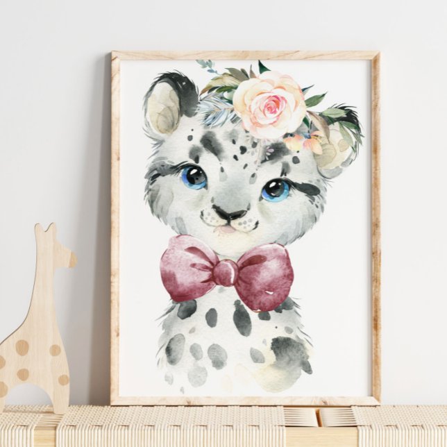 Snow Leopard Floral Baby | KINDERZIMMER Poster (Von Creator hochgeladen)