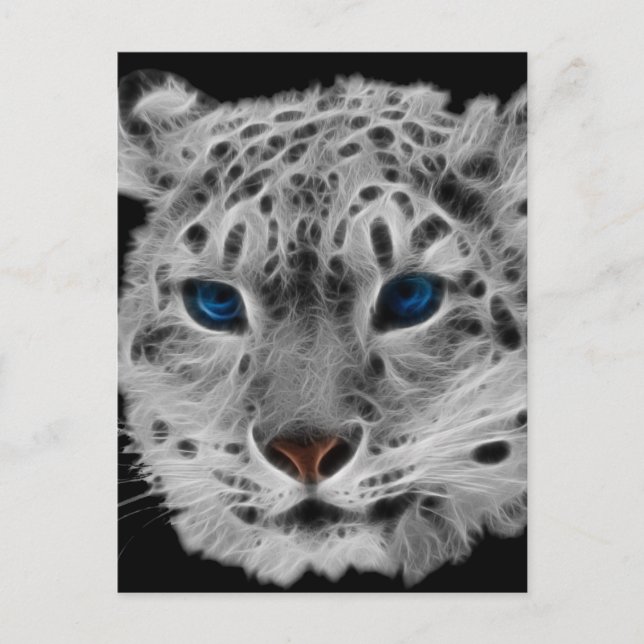 Snow Leopard Fraktal Postkarte (Vorderseite)
