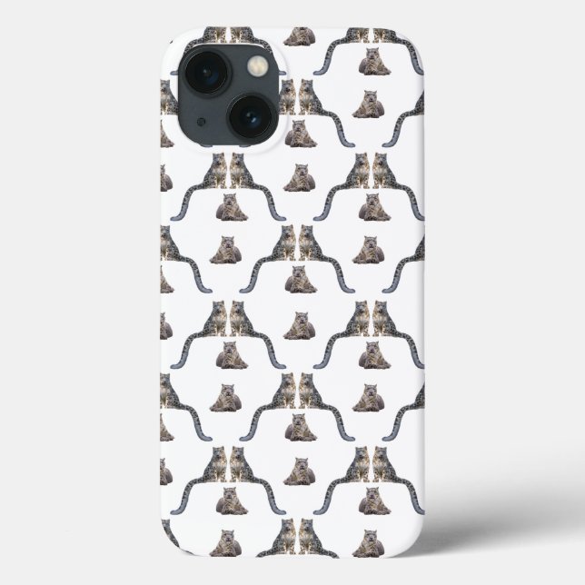 Snow Leopard Frenzy iPad Case (Farbe auswählen) (Rückseite)