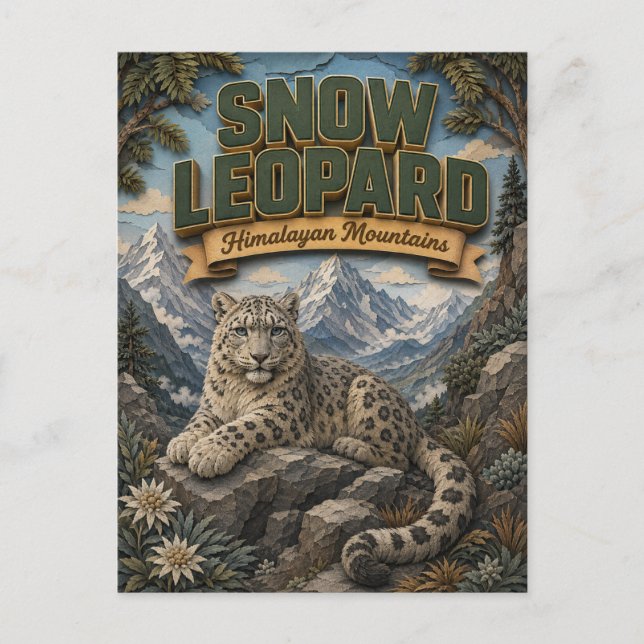 Snow Leopard Himalayan Mountains POPCUT Postkarte (Vorderseite)