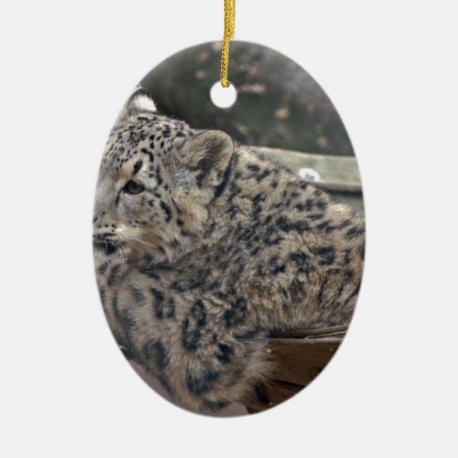 Snow Leopard Keramik Ornament (Vorne)