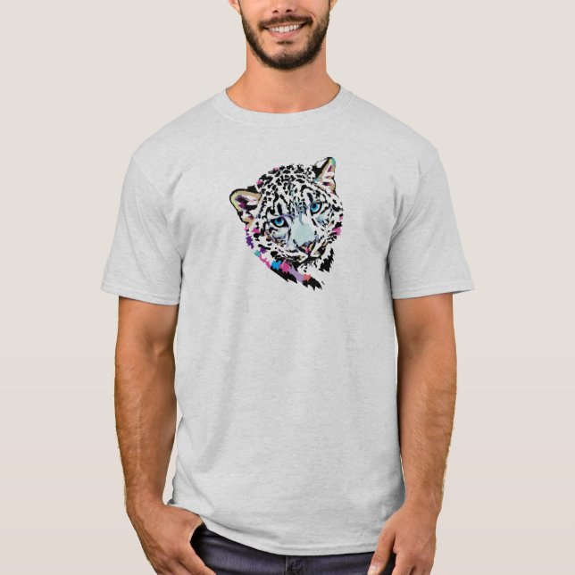Snow Leopard Pop Art Print T - Shirt (Vorderseite)