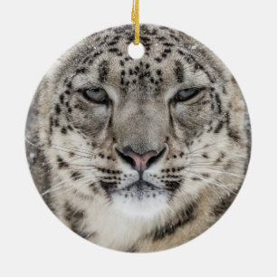 Snow Leopard Portrait Keramik Ornament