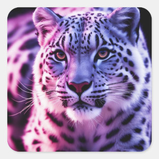 Snow Leopard Portrait Quadratischer Aufkleber