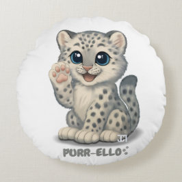 Snow leopard - Purr-ello Rundes Kissen