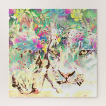 Snow Leopard tropische Blume Hawaiianische Tiere